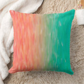 珊瑚及びターコイズのグラデーションな水彩画のティール(緑がかった色)のオレンジ クッション (ブランケット)