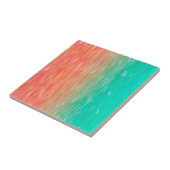 珊瑚及びターコイズのグラデーションな水彩画のティール（緑がかった色）のオレンジ タイル (側面)