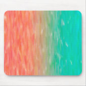珊瑚及びターコイズのグラデーションな水彩画のティール（緑がかった色）のオレンジ マウスパッド (正面)