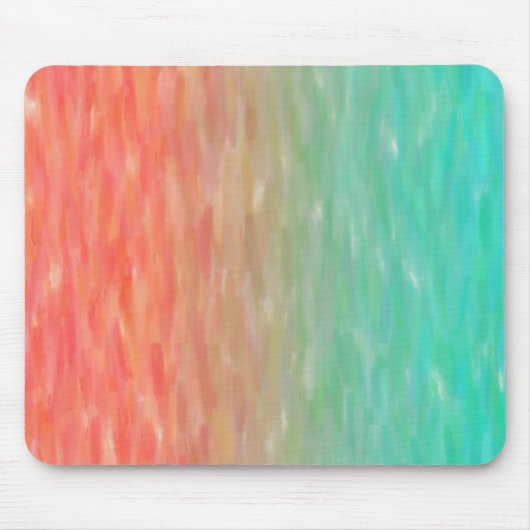 珊瑚及びターコイズのグラデーションな水彩画のティール(緑がかった色)のオレンジ マウスパッド (正面)