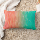 珊瑚及びターコイズのグラデーションな水彩画のティール（緑がかった色）のオレンジ ランバークッション (ブランケット)