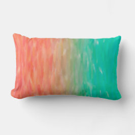 珊瑚及びターコイズのグラデーションな水彩画のティール（緑がかった色）のオレンジ ランバークッション