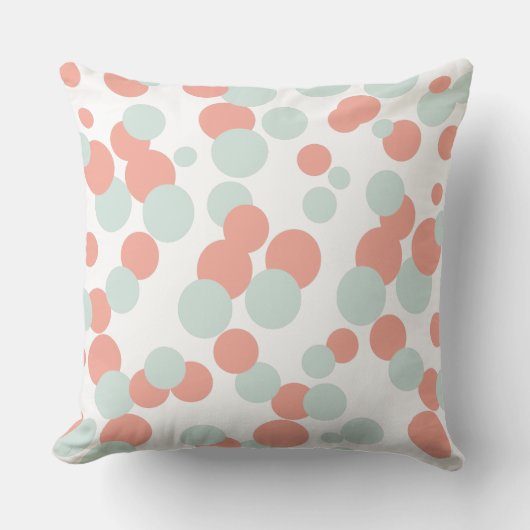 珊瑚及びミントの泡紙吹雪パターン装飾用クッション クッション (正面)