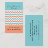 珊瑚及び水のシェブロンのカスタムな名刺 名刺 (正面/裏面)