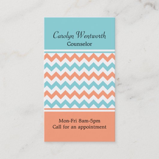 珊瑚及び水のシェブロンのカスタムな名刺 名刺 (正面)