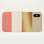 珊瑚及び金ゴールドのシックな広い縞で飾ります Case-Mate iPhoneケース (裏面(横))