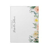 珊瑚桃のモダン水色の花の机から ノートパッド (回転)