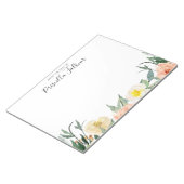 珊瑚桃のモダン水色の花の机から ノートパッド (アングル)