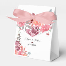 珊瑚桃の水色のフローラ結婚ケーキ