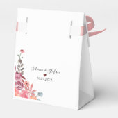 珊瑚桃の水色のフローラ結婚ケーキ フェイバーボックス (裏面サイド)