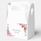 珊瑚桃の水色のフローラ結婚ケーキ フェイバーボックス (オープン)