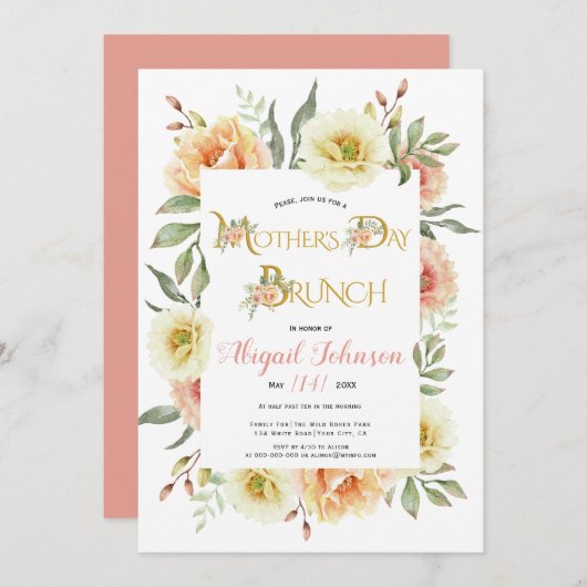 珊瑚桃の花マザーズ・デイブランチ 招待状 (正面/裏面)