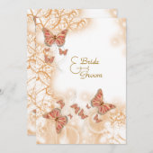 珊瑚桃金ゴールド結婚婚約記念日 招待状 (正面/裏面)