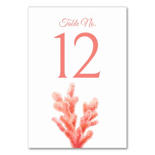 珊瑚水色オレンジアートマリーン結婚ズ テーブルナンバー (正面)