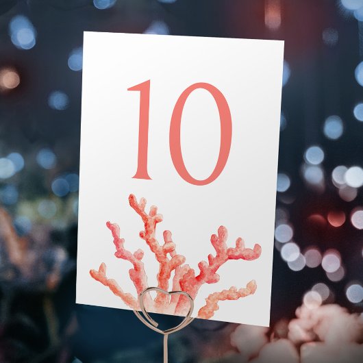 珊瑚水色オレンジアートマリーン結婚ズ テーブルナンバー