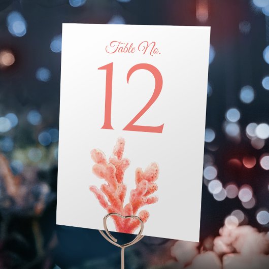 珊瑚水色オレンジアートマリーン結婚ズ テーブルナンバー