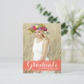 珊瑚水色スプラッシュ写真卒業 ポストカード (スタンド正面)