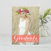 珊瑚水色スプラッシュ写真卒業 招待状 (スタンド正面)