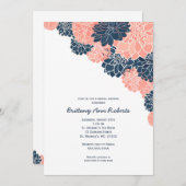 珊瑚海軍ダリアのブライダルシャワーの招待 招待状 (正面/裏面)