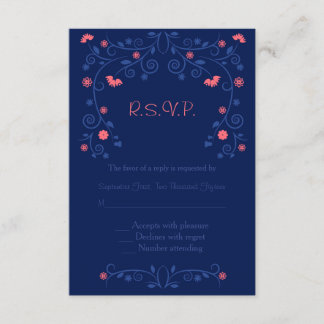 珊瑚海軍花の結婚RSVP応答 出欠カード