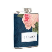 珊瑚牡丹と海軍の羽毛の花嫁入りフラスコ フラスク (右)