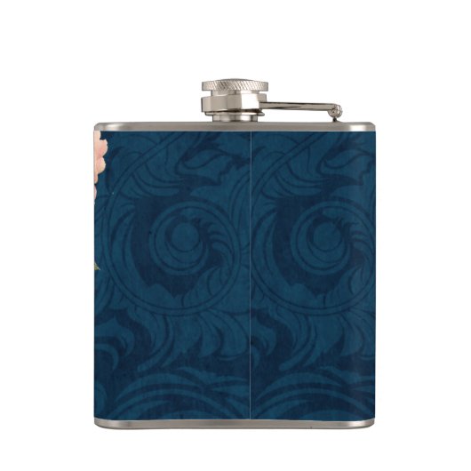 珊瑚牡丹と海軍の羽毛の花嫁入りフラスコ フラスク (裏面)