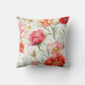 珊瑚牡丹の花、白いカモミールの花 クッション (裏面)