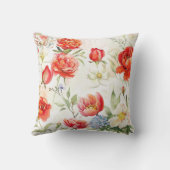 珊瑚牡丹の花、白いカモミールの花 クッション (裏面)