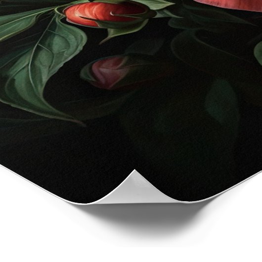 珊瑚牡丹フラワーアートプリントポスター ポスター (角)