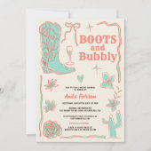 珊瑚石のブーツ泡立ちブライダルシャワー 招待状 (正面)