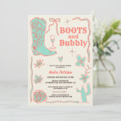 珊瑚石のブーツ泡立ちブライダルシャワー 招待状 (スタンド正面)