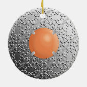 珊瑚石を持つ銀フェイクダマスク セラミックオーナメント (裏面)