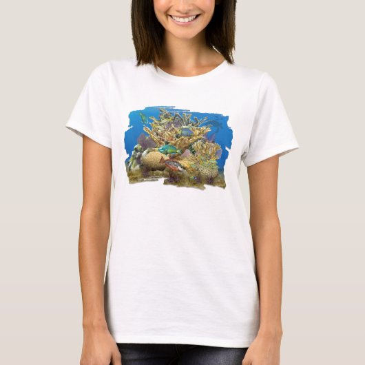 珊瑚礁および礁の魚のTシャツ Tシャツ (正面)