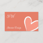 珊瑚礁かわいいピンクのハートシックでモノグラムと写真 名刺 (正面)