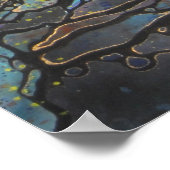 珊瑚礁で泳ぐウミガメ ポスター (角)