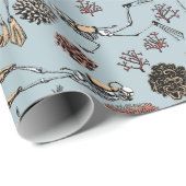 珊瑚礁で泳ぐゴシック様式の骨格のスキューバダイバー ラッピングペーパー (ロールコーナー)