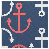 珊瑚礁と白い航海のボートのいかりパターン ファブリック (クローズアップ)