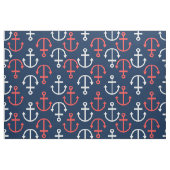 珊瑚礁と白い航海のボートのいかりパターン ファブリック (ファットクウォーター)