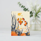 珊瑚礁に浮かぶマンガのピエロ ポストカード (スタンド正面)