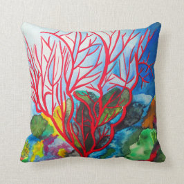 珊瑚礁のグレート・バリア・リーフの水彩画の芸術 クッション