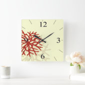 珊瑚礁のビーチの熱帯島 スクエア壁時計 (ホーム)