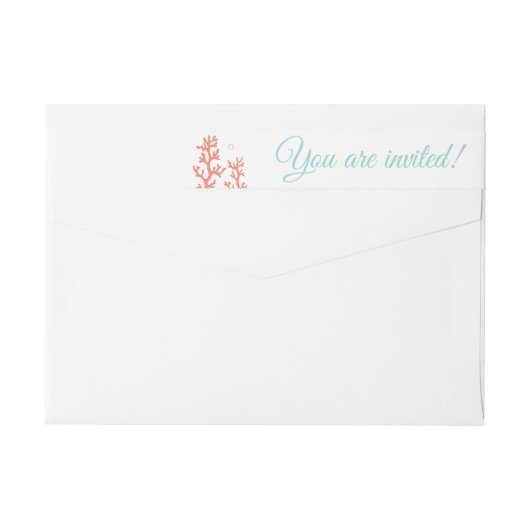 珊瑚礁のラップアラウンドの差出人住所ラベル|の白 ラップアラウンドラベル (裏面)