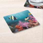 珊瑚礁の景色|のMoorishの偶像 スクエアペーパーコースター (アングル)