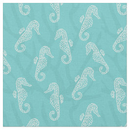 珊瑚礁の沿岸タツノオトシゴの水の青 ファブリック