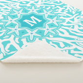 珊瑚礁の海のヒトデのモノグラム|の水の青 シェルパブランケット (3/4)