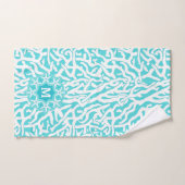 珊瑚礁の海のヒトデのモノグラム|の水の青 バスタオルセット (ハンドタオル)