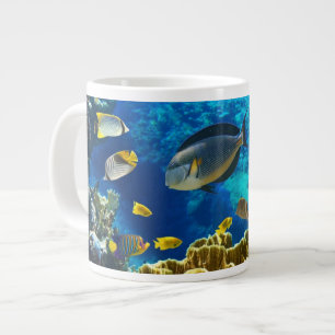 珊瑚礁の熱帯魚の写真 ジャンボコーヒーマグカップ