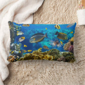 珊瑚礁の熱帯魚の写真 ランバークッション (ブランケット)