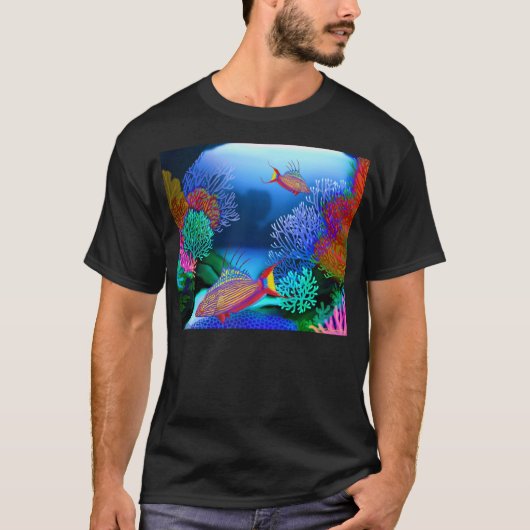 珊瑚礁の自動点滅装置のベラの魚のTシャツ Tシャツ (正面)