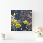 珊瑚礁の魚 スクエア壁時計 (ホーム)